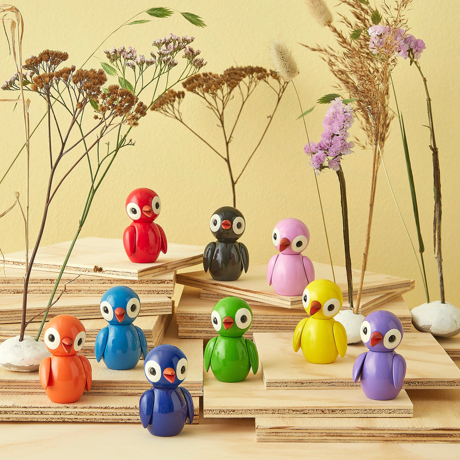 Spring Birds Playful Purple